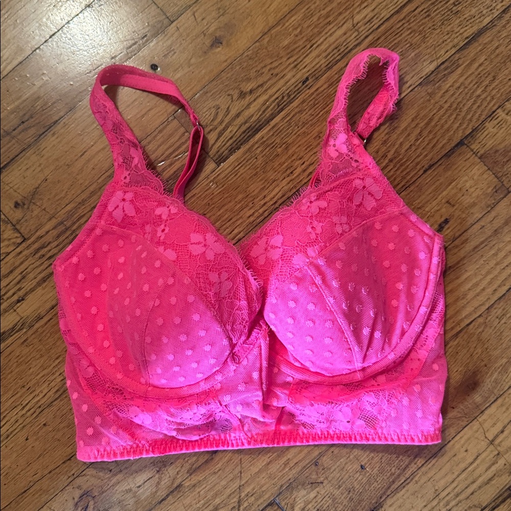 EUC Victoria's Secret Dream Angels Neon Pin Lace Lonlline Corset Bustier Bra